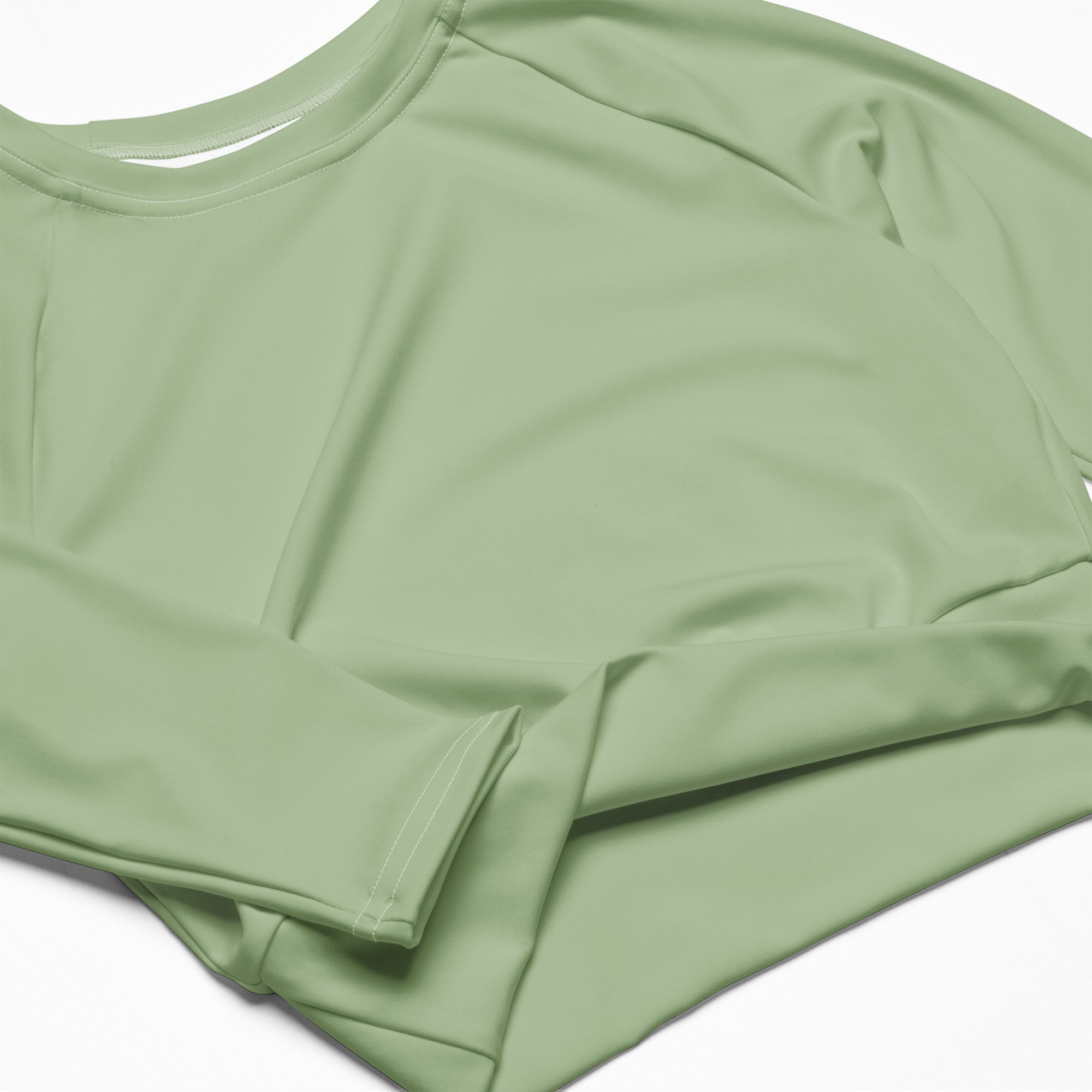 Women's Sage Green Long Sleeve Performance Crop Top