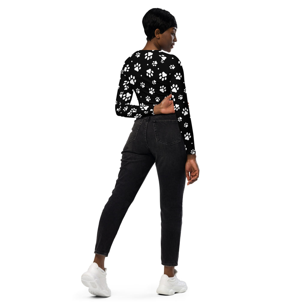 Women's Paw Print Long Sleeve Performance Crop Top