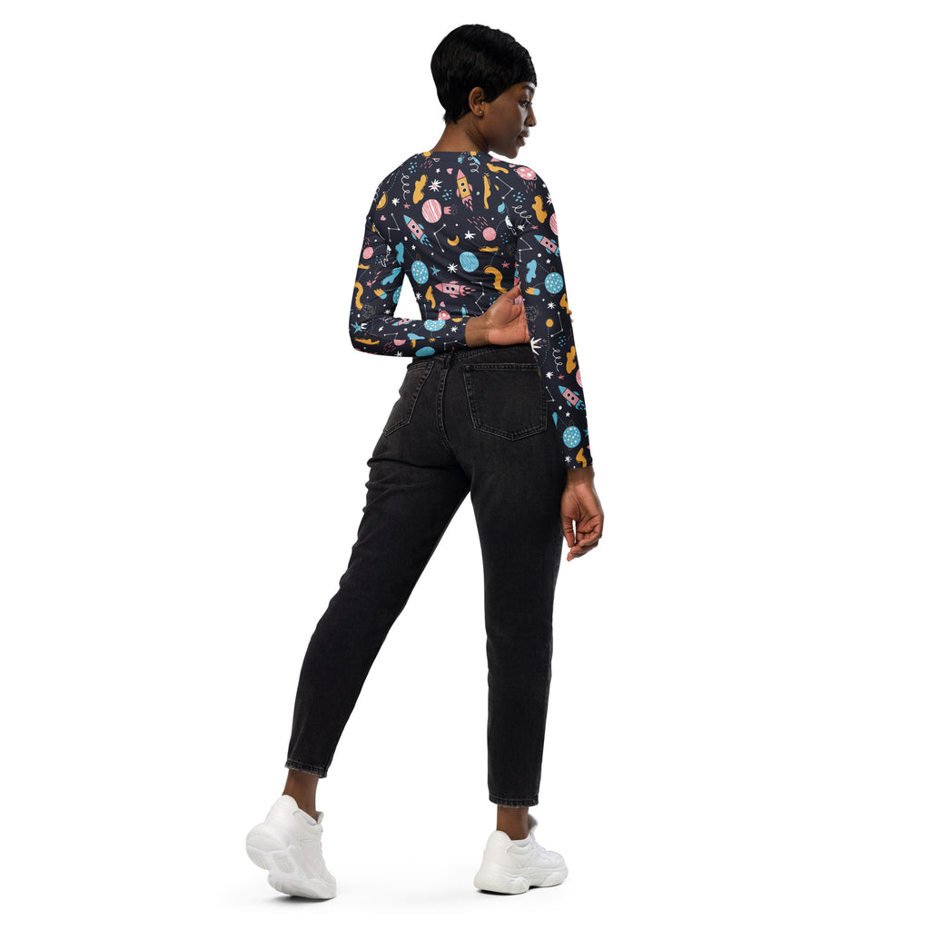 Women's Outer Space Long Sleeve Performance Crop Top