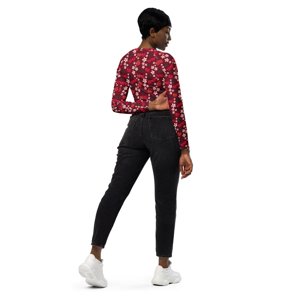 Women's Cherry Blossom Long Sleeve Performance Crop Top