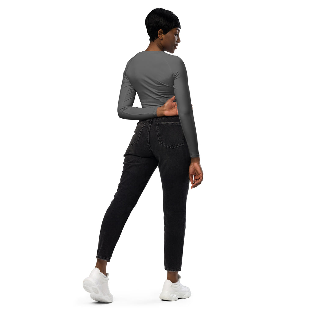 Women's Gray Long Sleeve Performance Crop Top