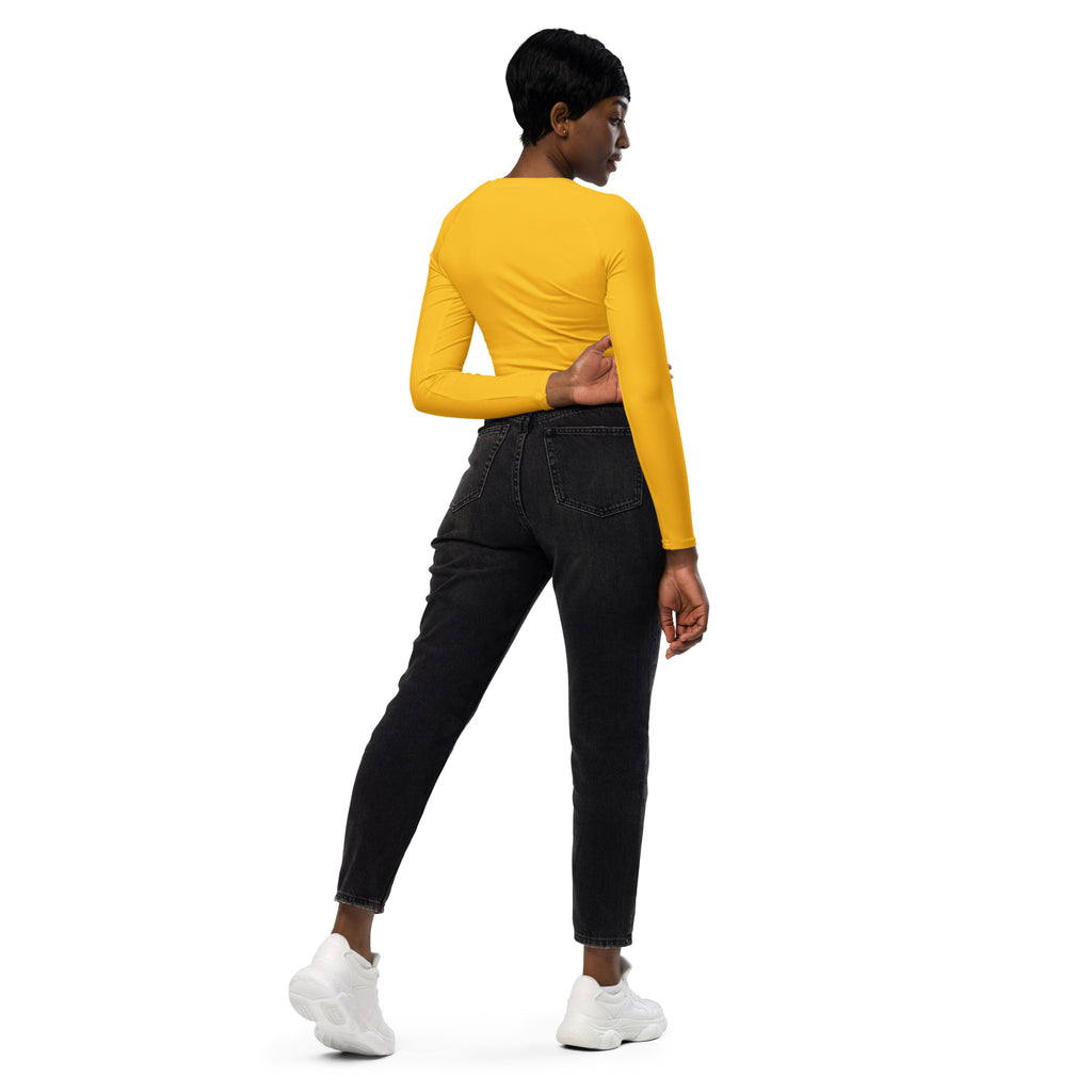 Women's Yellow Long Sleeve Performance Crop Top