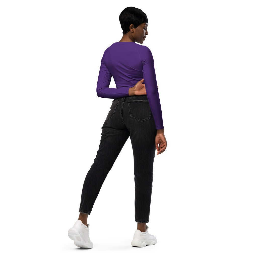 Women's Dark Purple Long Sleeve Performance Crop Top