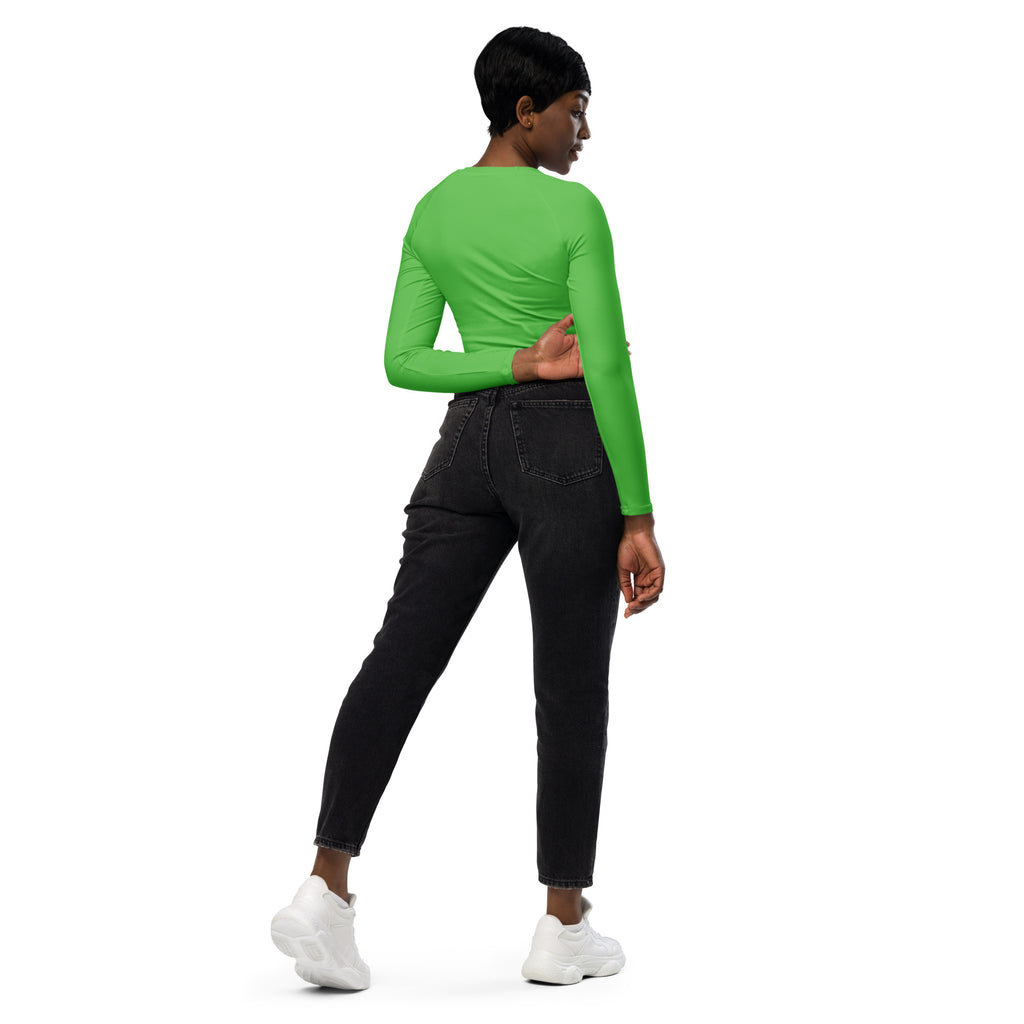Women's Green Long Sleeve Performance Crop Top