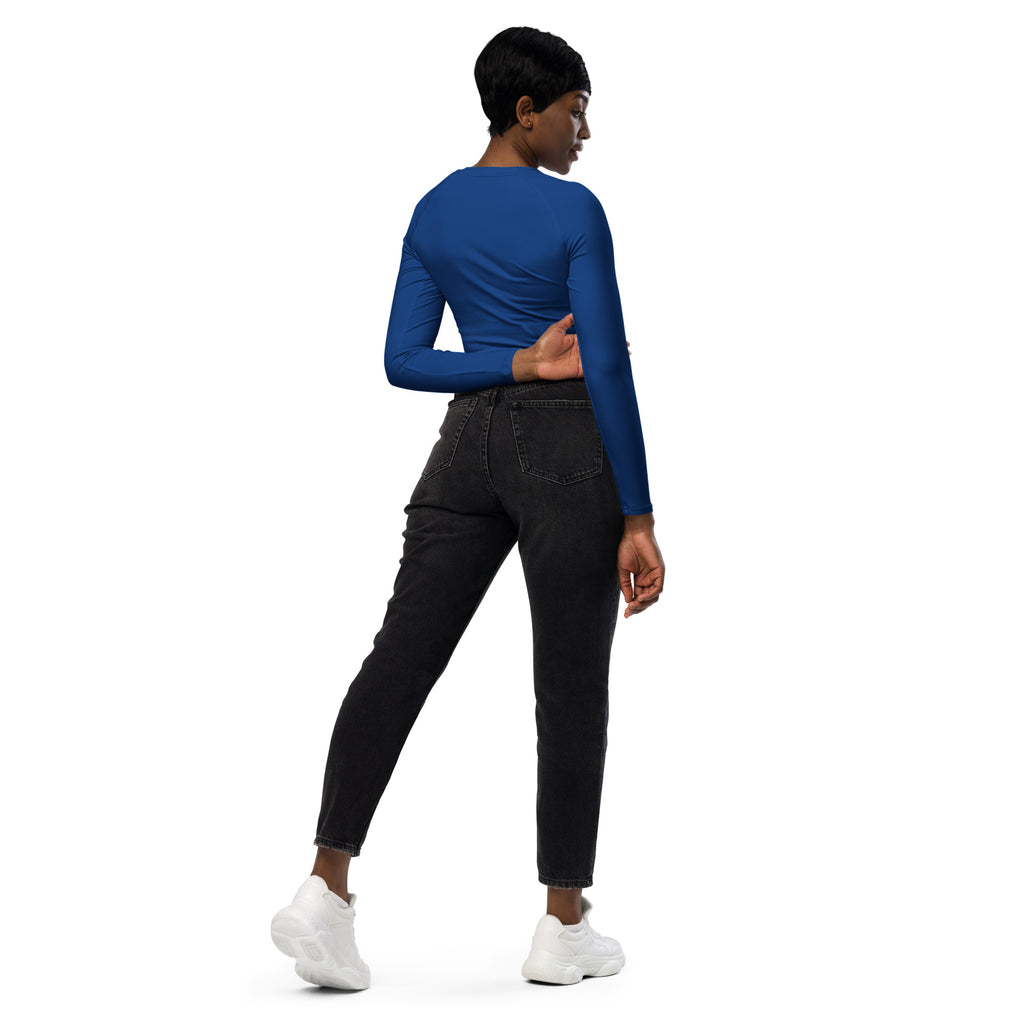 Women's Royal Blue Long Sleeve Performance Crop Top