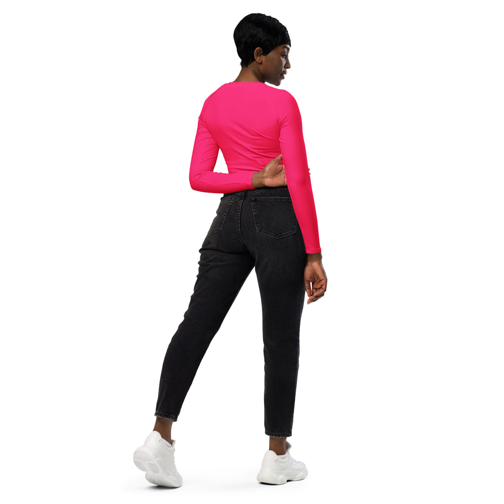 Women's Hot Pink Long Sleeve Performance Crop Top