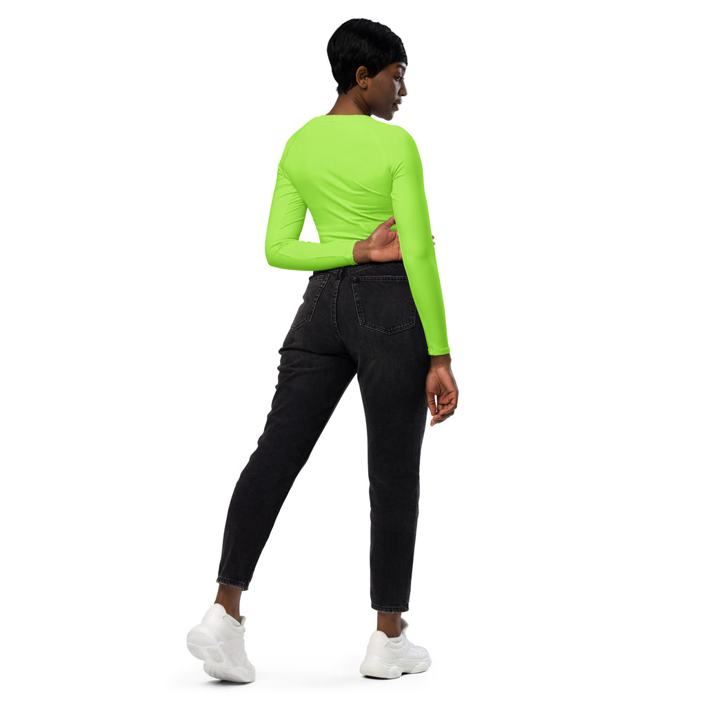 Women's Neon Green Long Sleeve Performance Crop Top