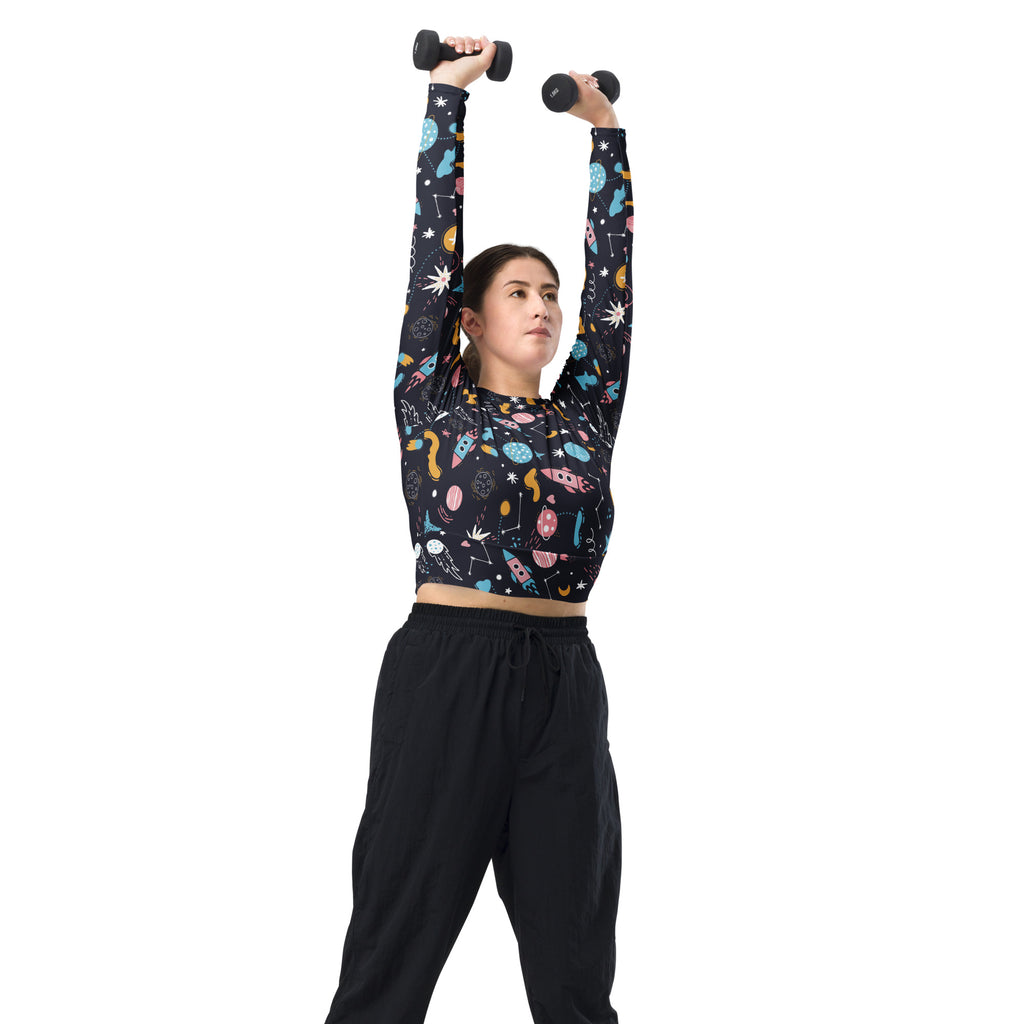 Women's Outer Space Long Sleeve Performance Crop Top