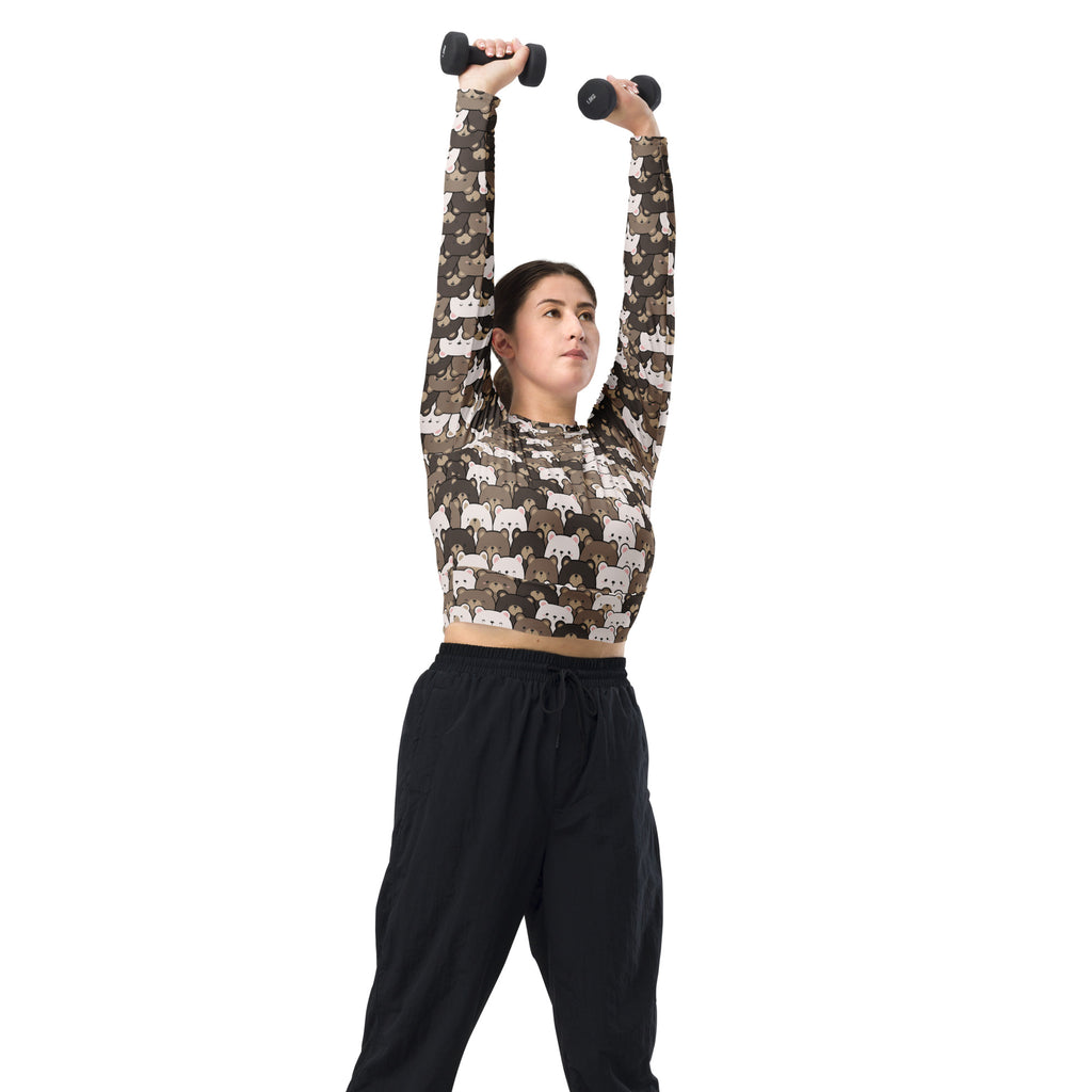 Women's Bear Face Long Sleeve Performance Crop Top
