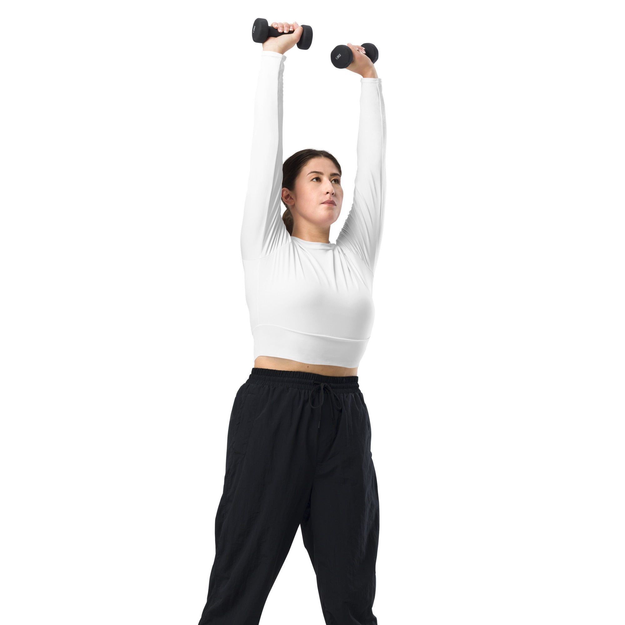 Women's White Long Sleeve Performance Crop Top