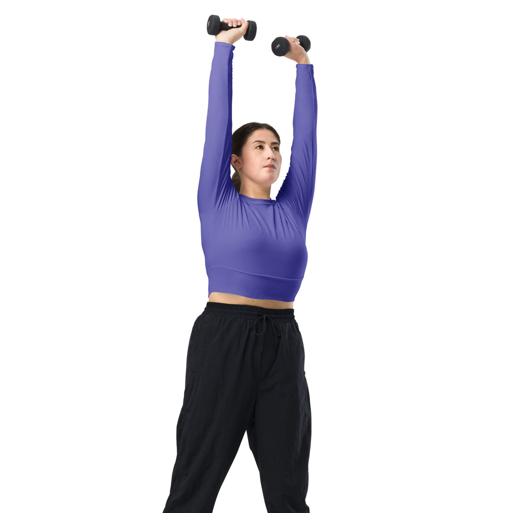 Women's Purple Long Sleeve Performance Crop Top