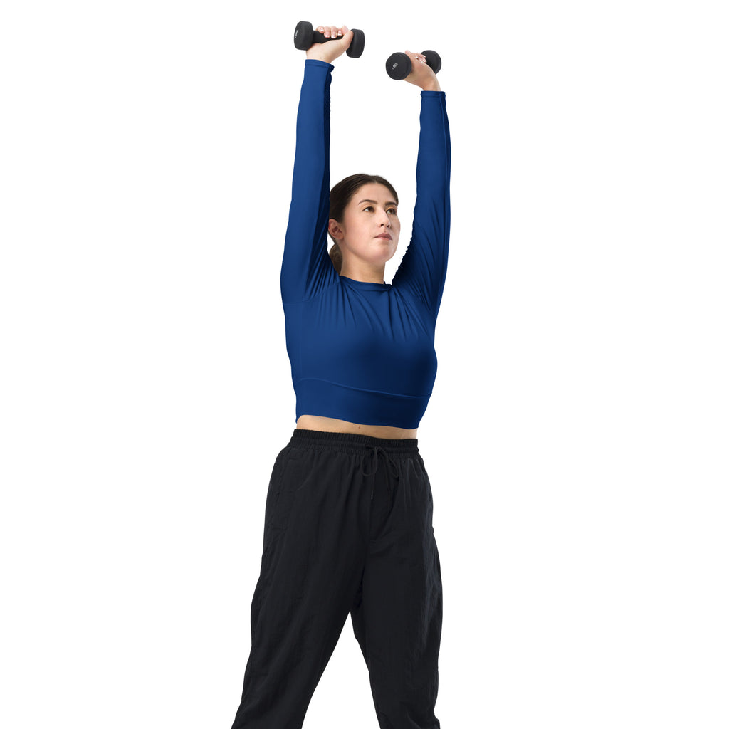 Women's Royal Blue Long Sleeve Performance Crop Top
