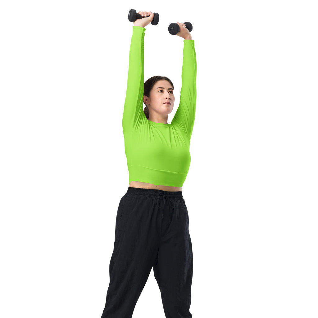 Women's Neon Green Long Sleeve Performance Crop Top