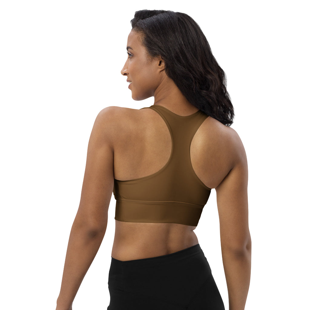 Olive green seamless racerback sports bra with supportive band for high intensity support and quick dry performance