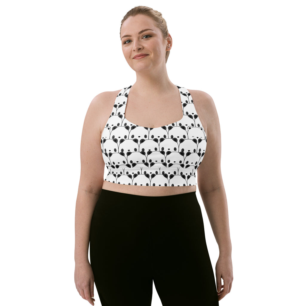 Women’s plus-size panda face patterned sports bra with high intensity support quick dry and upf 50 plus features