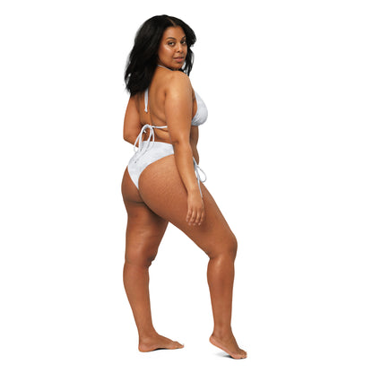 Women's Light Gray Camouflage Buttery Soft Recycled String Bikini With UPF 50+