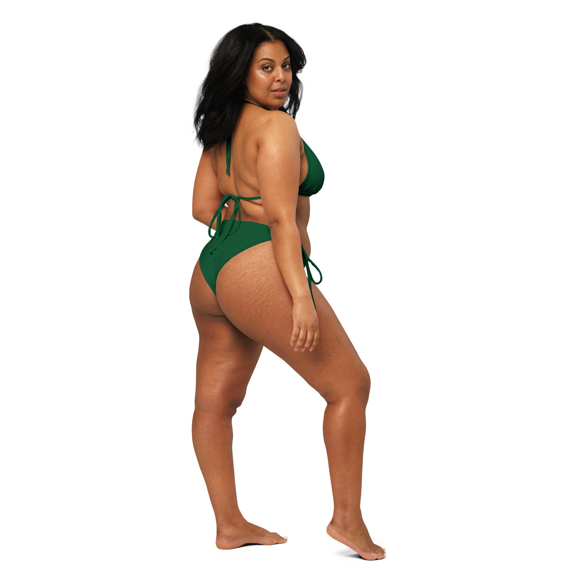 Women's Dark Green Buttery Soft Recycled String Bikini With UPF 50+