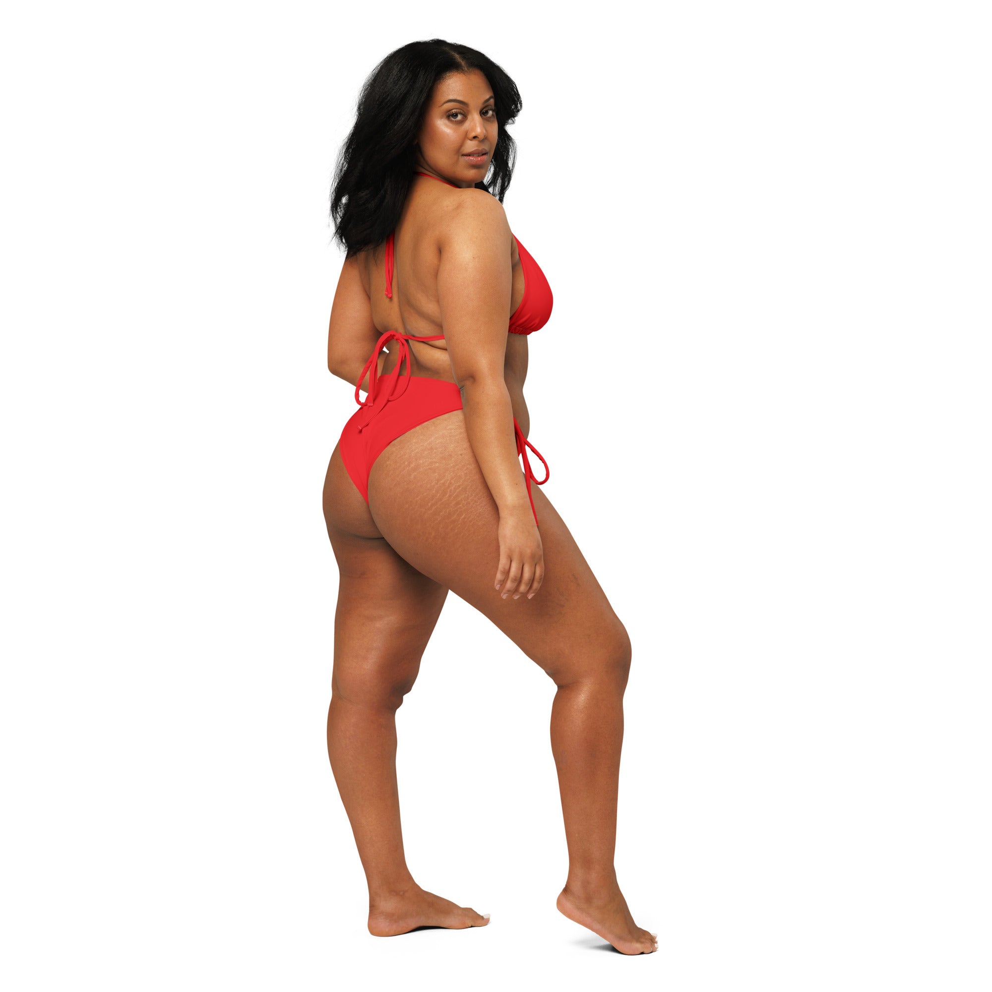 Women's Red Buttery Soft Recycled String Bikini With UPF 50+