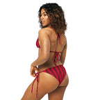 Women's Red Candy Cane Stripe Buttery Soft Recycled String Bikini With UPF 50+