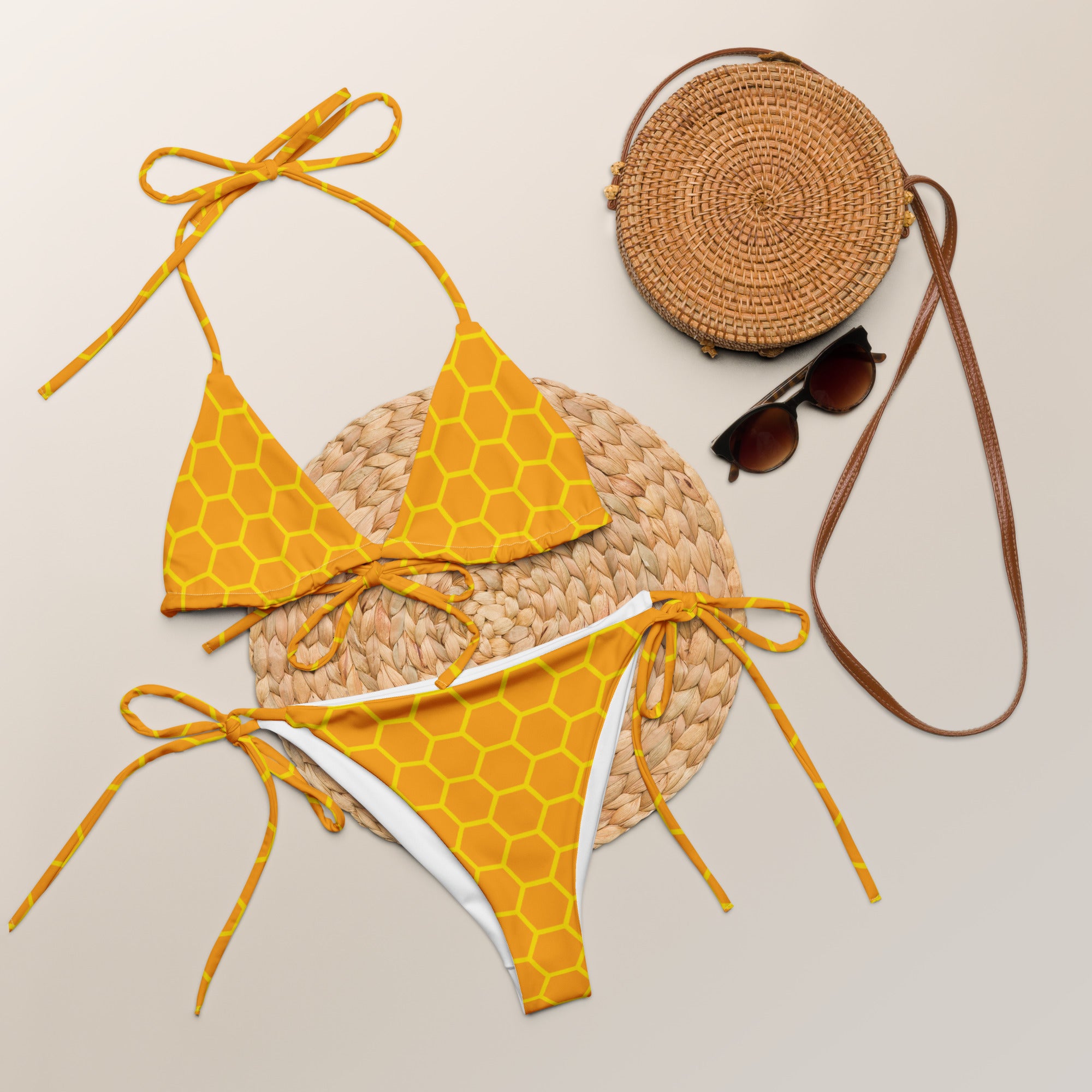 Women's Honeycomb Buttery Soft Recycled String Bikini With UPF 50+