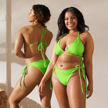 Women's Lime Green Buttery Soft Recycled String Bikini With UPF 50+