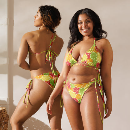 Women's Tropical Citrus Fruit Buttery Soft Recycled String Bikini With UPF 50+