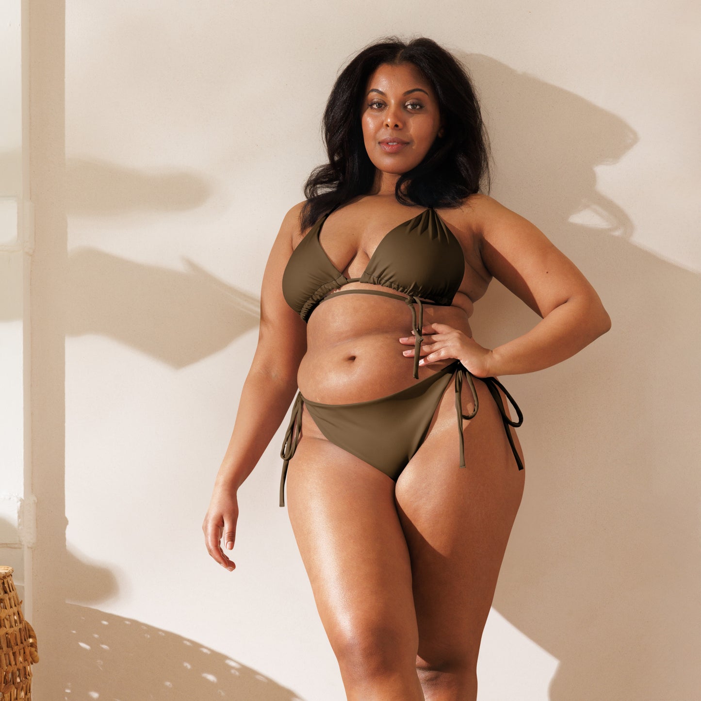 Women's Brown Buttery Soft Recycled String Bikini With UPF 50+