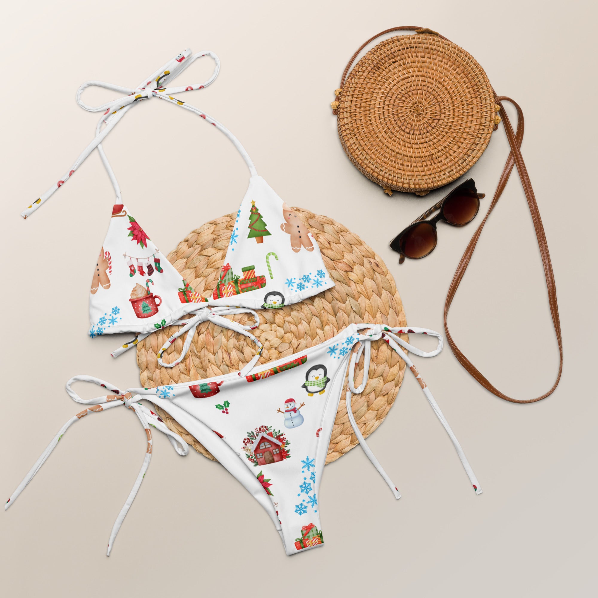 Women's Christmas Buttery Soft Recycled String Bikini With UPF 50+