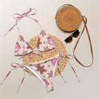 Women's Pink Gingerbread Christmas Buttery Soft Recycled String Bikini With UPF 50+