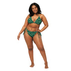 Women's Green Candy Cane Christmas Buttery Soft Recycled String Bikini With UPF 50+