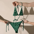 Women's Green Candy Cane Christmas Buttery Soft Recycled String Bikini With UPF 50+
