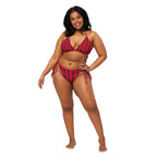 Women's Red Candy Cane Stripe Buttery Soft Recycled String Bikini With UPF 50+