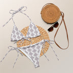 Women's Nordic Pixel Snowflake Buttery Soft Recycled String Bikini With UPF 50+