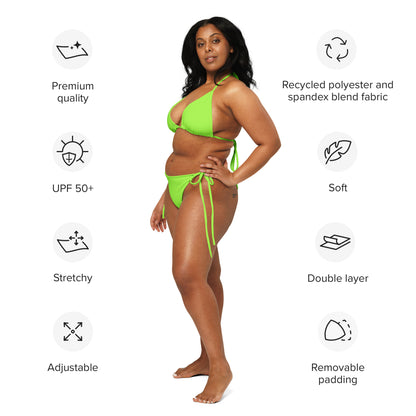 Women's Lime Green Buttery Soft Recycled String Bikini With UPF 50+
