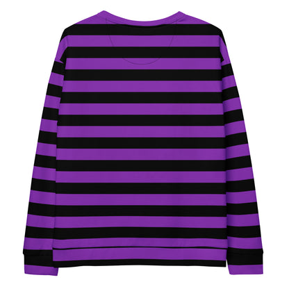 Purple and Black Striped Halloween Recycled Sweatshirt With Brushed Inner Fleece Fabric
