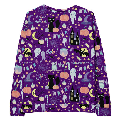 Spooky Purple Halloween Sweatshirt With Brushed Inner Fleece Fabric