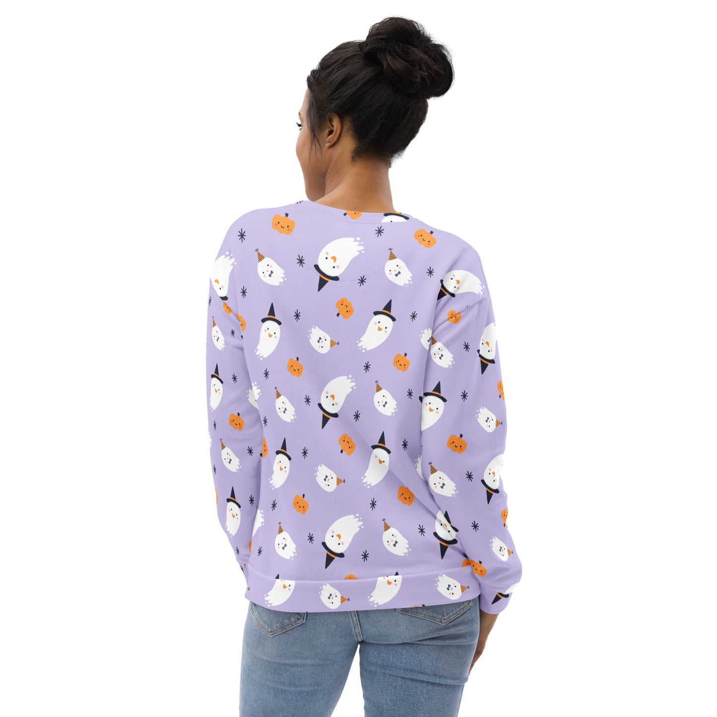 Halloween Witch Ghost Sweatshirt With Brushed Inner Fleece Fabric