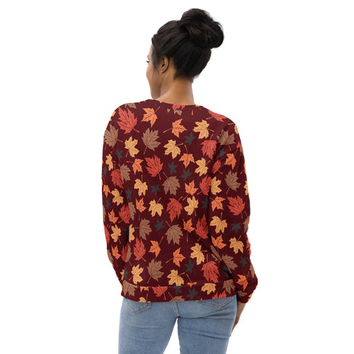 Autumn Leaves Sweatshirt With Brushed Inner Fleece Fabric