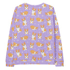 Purple Corgi Dog Sweatshirt With Brushed Inner Fleece Fabric