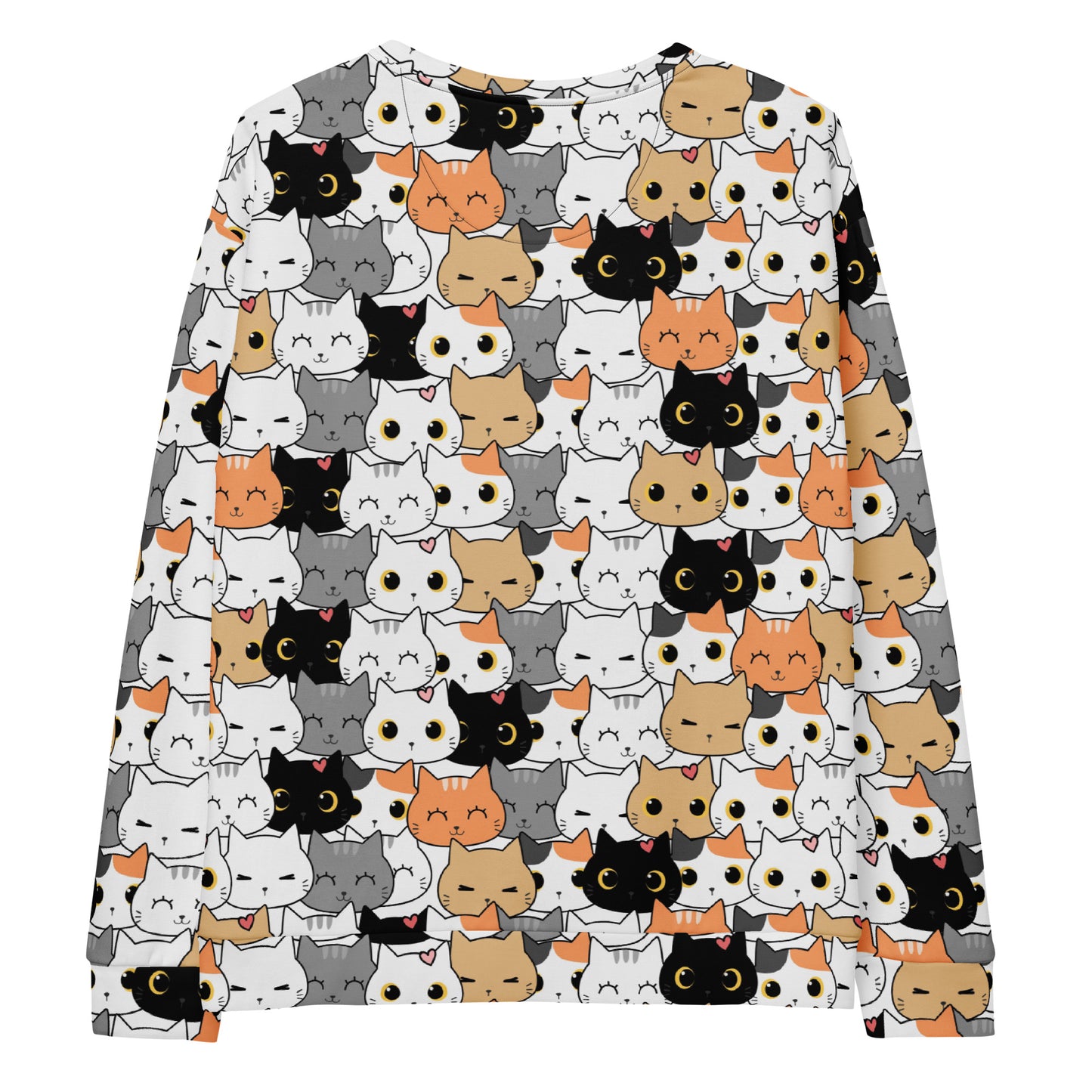 Cat Face Sweatshirt With Brushed Inner Fleece Fabric