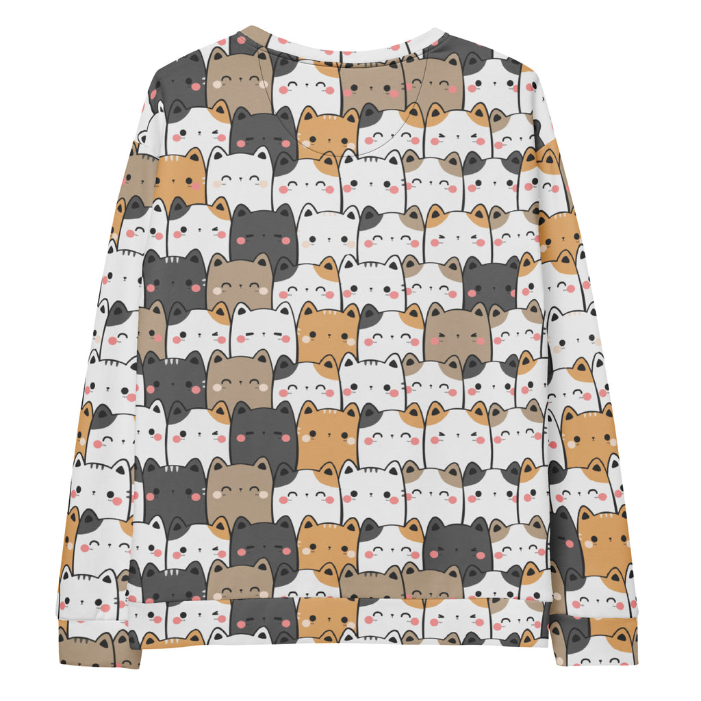 Kawaii Cat Face Sweatshirt With Brushed Inner Fleece Fabric
