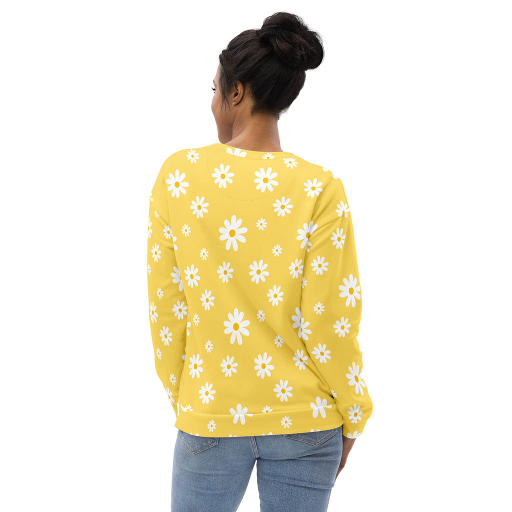 Yellow Daisy Sweatshirt With Brushed Inner Fleece Fabric
