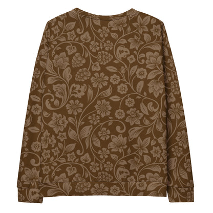 Brown Floral Sweatshirt With Brushed Inner Fleece Fabric