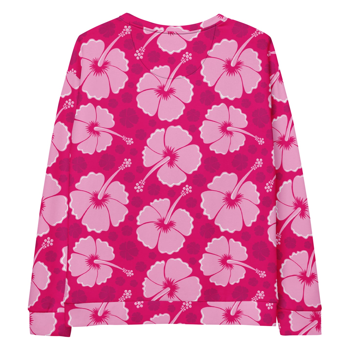 Tropical Pink Hibiscus Sweatshirt With Brushed Inner Fleece Fabric