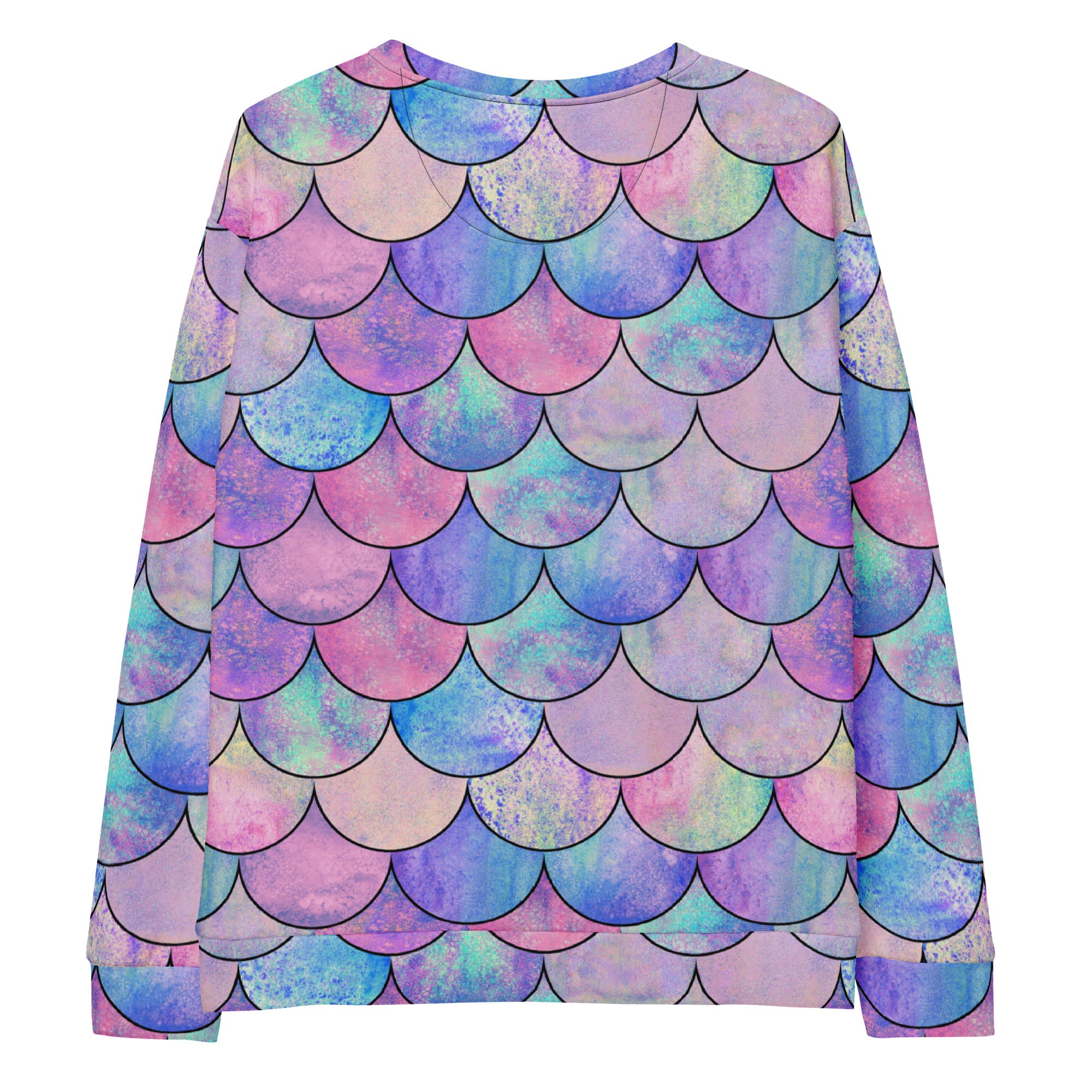 Pastel Mermaid Scales Sweatshirt With Brushed Inner Fleece Fabric