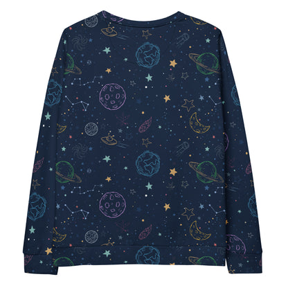 Colorful Galaxy Space Sweatshirt With Brushed Inner Fleece Fabric