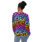 Rainbow Leopard Sweatshirt With Brushed Inner Fleece Fabric