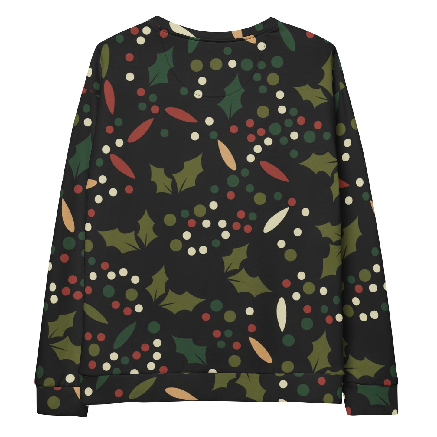 Floral Christmas Sweatshirt With Brushed Inner Fleece Fabric