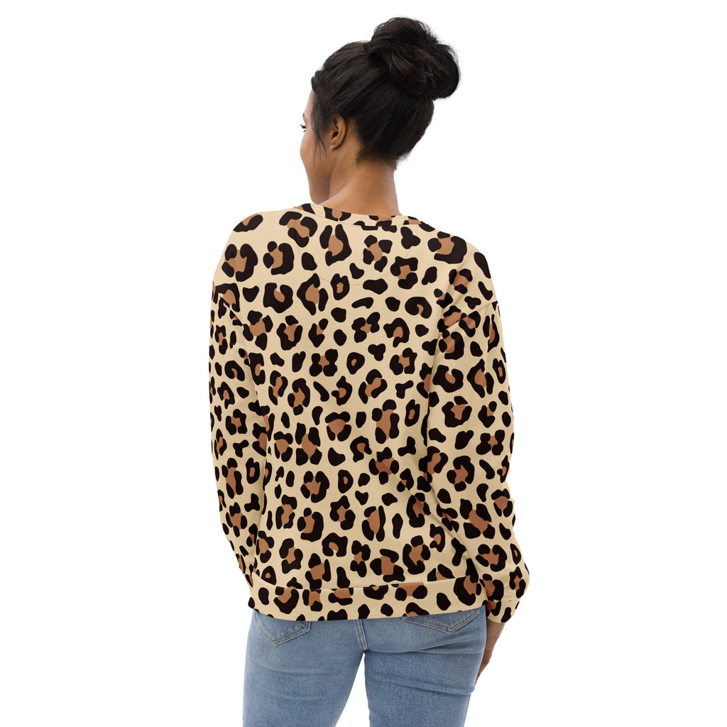 Leopard Print Sweatshirt With Brushed Inner Fleece Fabric