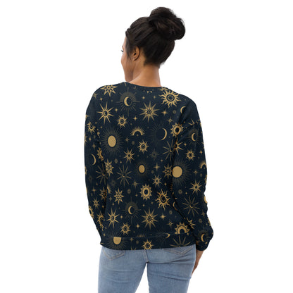Celestial Sun and Moon Sweatshirt With Brushed Inner Fleece Fabric